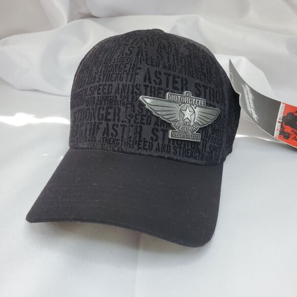 Black Flexfit Cap "My Motorcycle Is My Weapon" Hat S/M Speed And Strength NWT - Picture 1 of 9